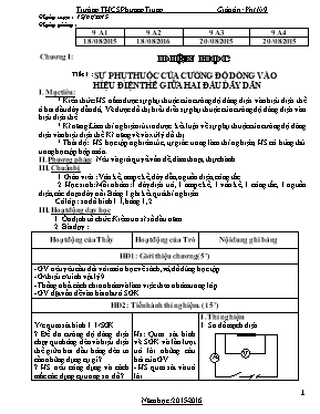 Giáo án Vật lí lớp 9 - Chương 1 Điện học - Năm học 2016-2017 - Trường THCS Phương Trung